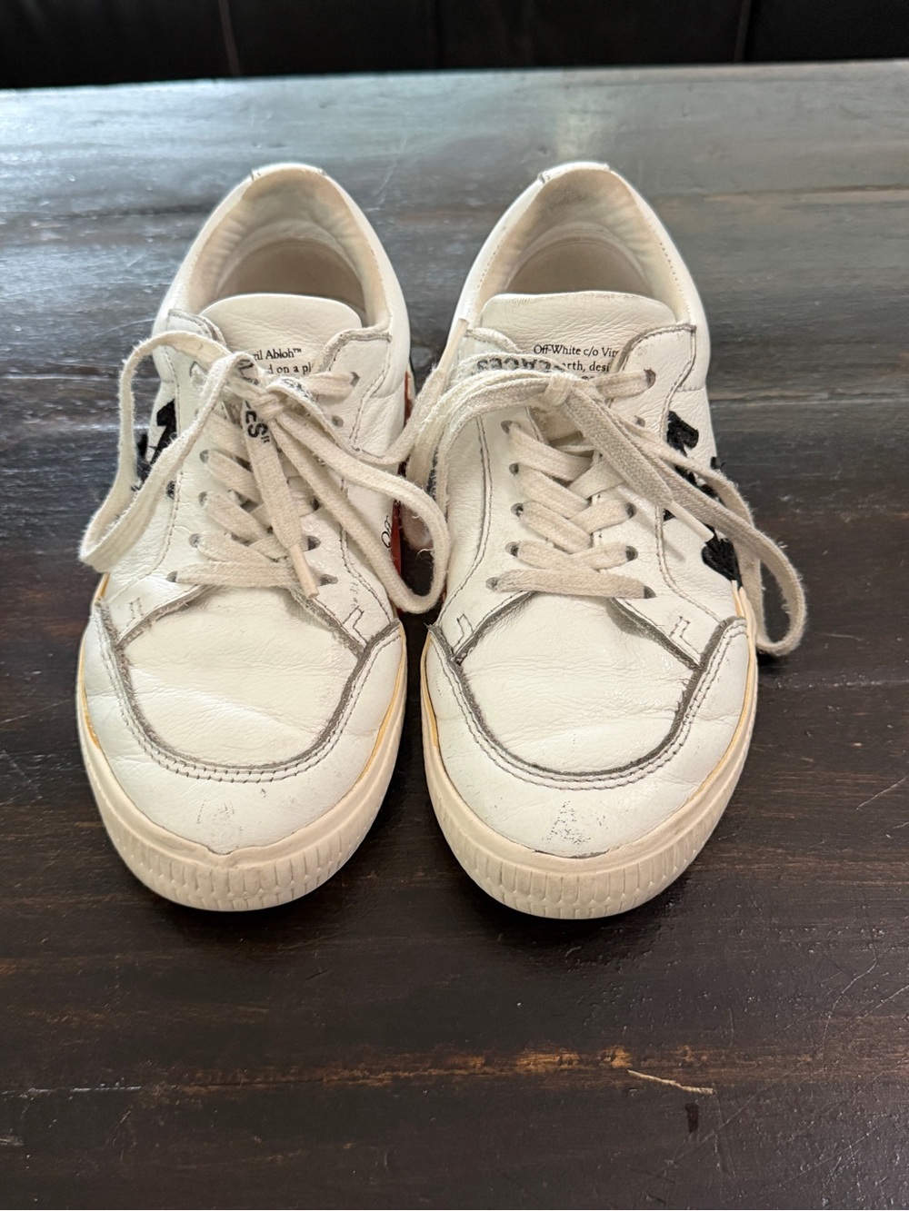 Off-White Kids Cream White Leather Sneakers with Black Star